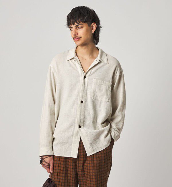 STEVEN ALAN「＜Steven Alan＞ コットンメッシュ チェック オープンカラー オーバー シャツ」|シャツ・ブラウス|