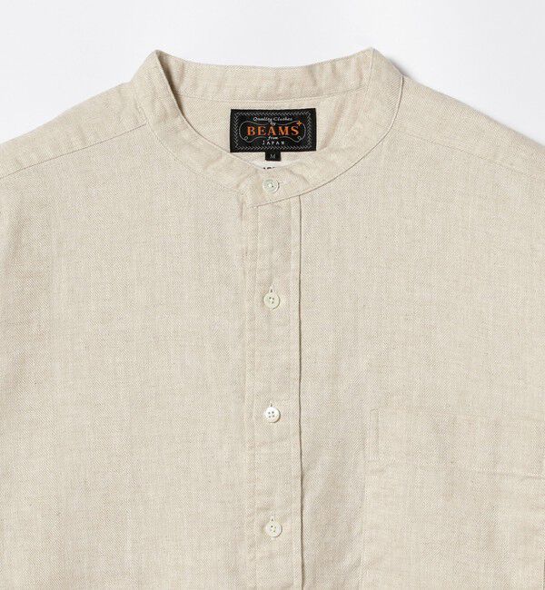 BEAMS PLUS「Band Collar Pullover Cotton Linen Herringbone」|シャツ・ブラウス|