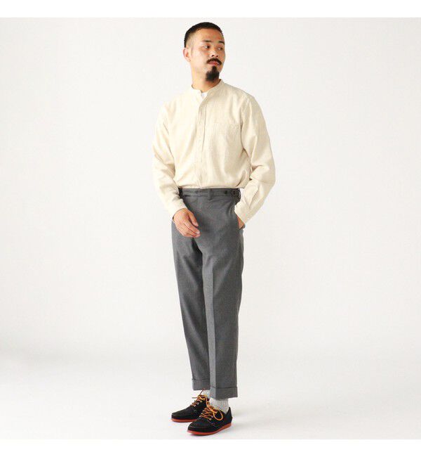 BEAMS PLUS「Band Collar Pullover Cotton Linen Herringbone」|シャツ・ブラウス|