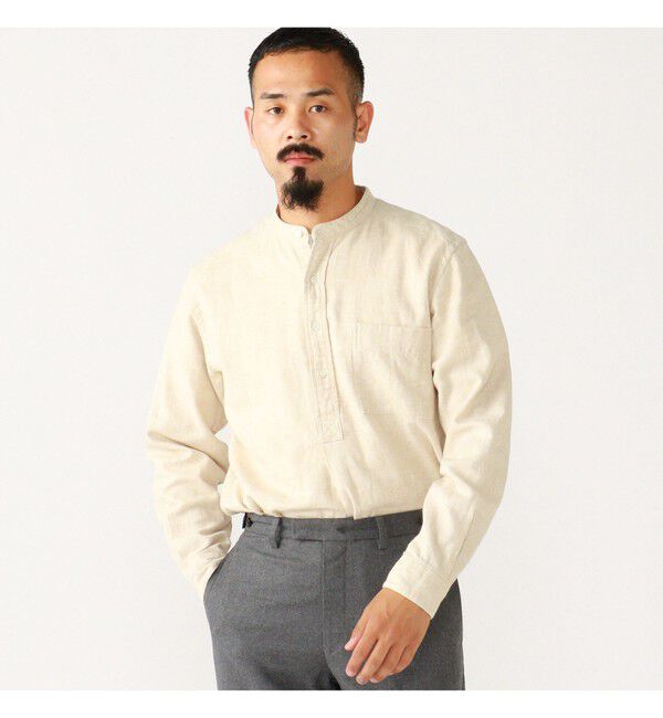 BEAMS PLUS「Band Collar Pullover Cotton Linen Herringbone」|シャツ・ブラウス|
