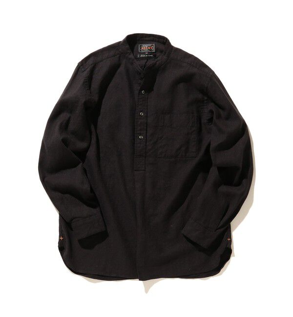 BEAMS PLUS「Band Collar Pullover Cotton Linen Herringbone」|シャツ・ブラウス|BLACK