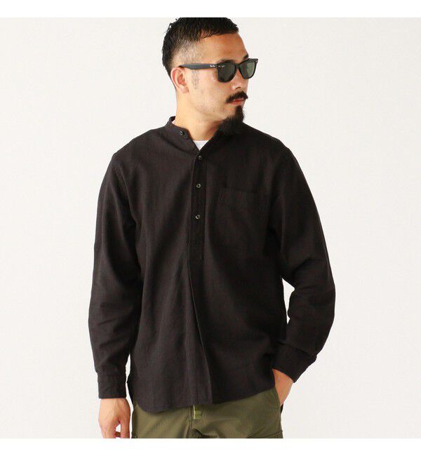 BEAMS PLUS「Band Collar Pullover Cotton Linen Herringbone」|シャツ・ブラウス|