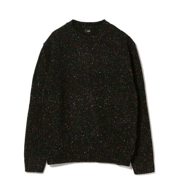 BEAMS「3ゲージ カラーネップ クルーネック ニット」|ニット・セーター|BLACK