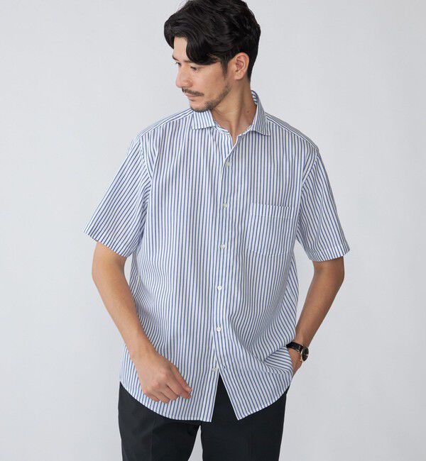 SHIPS「SHIPS: <接触冷感>アイス コットン ワイド カラミ ショートスリーブ シャツ」|シャツ・ブラウス|