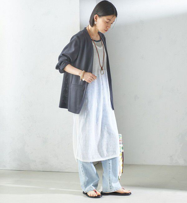 SHIPS for women「〈手洗い可能〉Asami 麻調合繊 カラーレス ジャケット」|ノーカラージャケット|