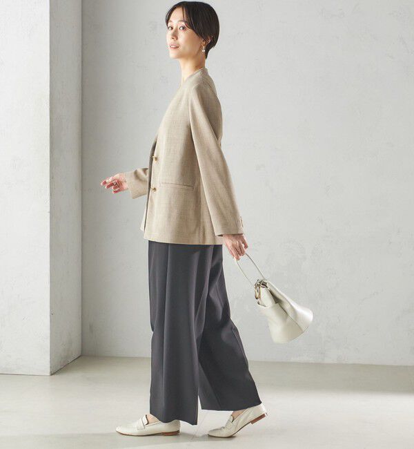 SHIPS for women「〈手洗い可能〉Asami 麻調合繊 カラーレス ジャケット」|ノーカラージャケット|