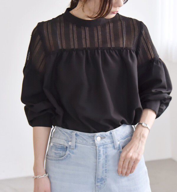 quaranciel「quaranciel:〈手洗い可能〉ラッセル レース フィブリル ブラウス」|シャツ・ブラウス|