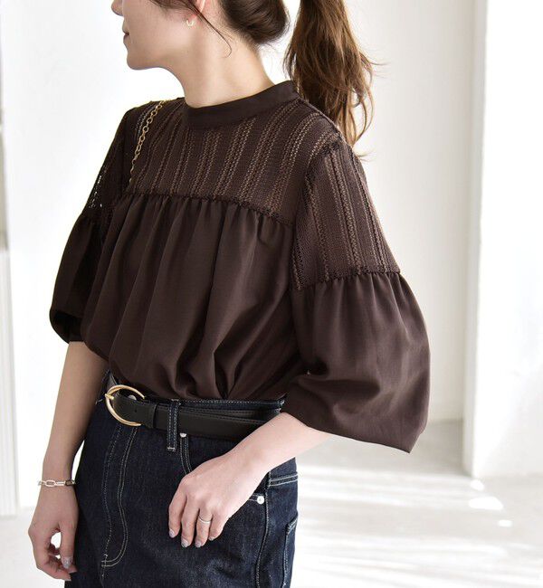 quaranciel「quaranciel:〈手洗い可能〉ラッセル レース フィブリル ブラウス」|シャツ・ブラウス|