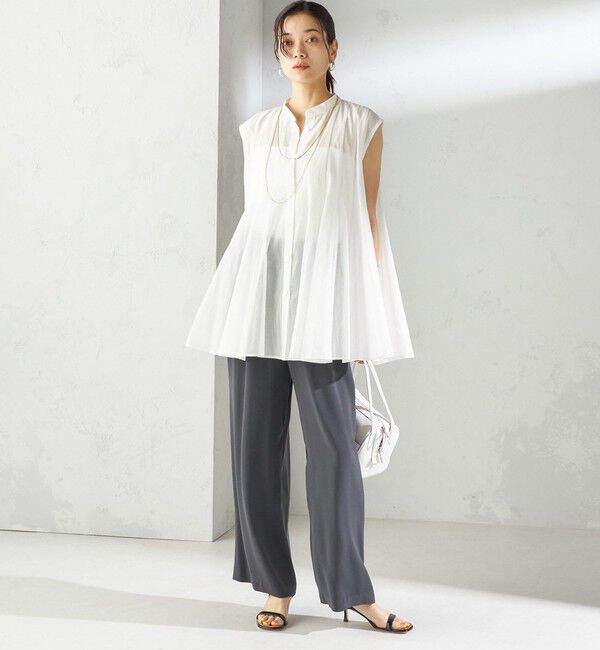 SHIPS for women「〈接触冷感 / 手洗い可能〉アセテート混 バック サテン ワイド パンツ」|その他|