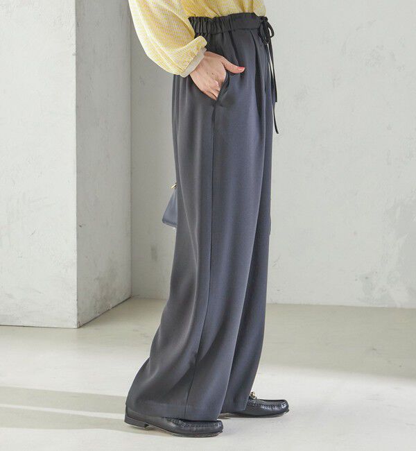 SHIPS for women「〈接触冷感 / 手洗い可能〉アセテート混 バック サテン ワイド パンツ」|その他|