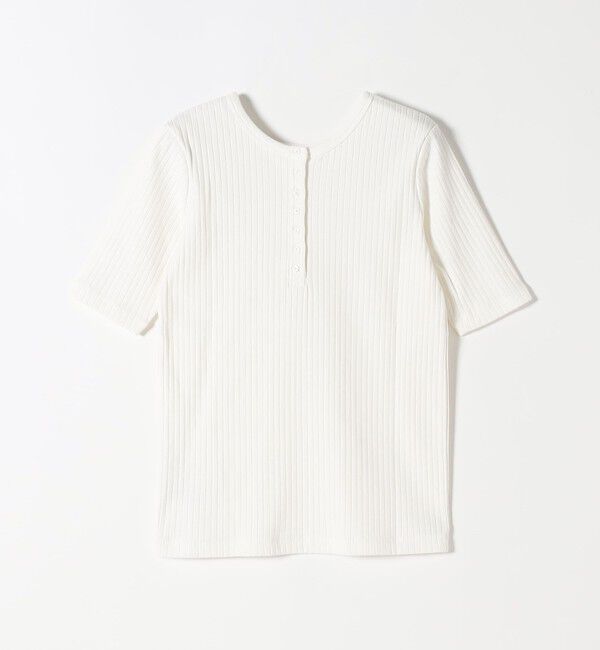 quaranciel「quaranciel:〈洗濯機可能〉テレコ リブ クルー ヘンリー 2way ハーフスリーブ TEE」|Tシャツ・カットソー|