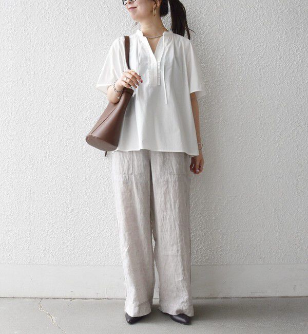 SHIPS any「《予約》SHIPS any:〈洗濯機可能〉タイプライター フリル スキッパー パフ ブラウス」|シャツ・ブラウス|