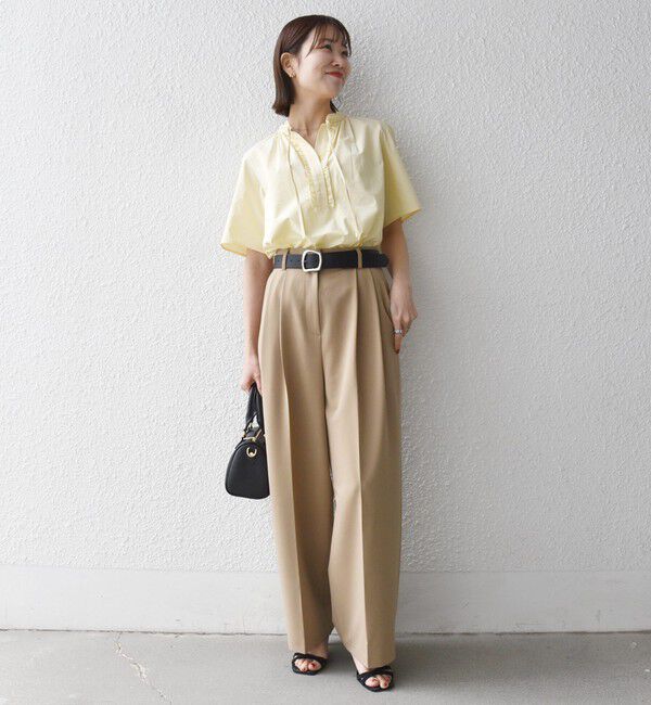 SHIPS any「《予約》SHIPS any:〈洗濯機可能〉タイプライター フリル スキッパー パフ ブラウス」|シャツ・ブラウス|