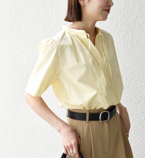 SHIPS any「《予約》SHIPS any:〈洗濯機可能〉タイプライター フリル スキッパー パフ ブラウス」|シャツ・ブラウス|