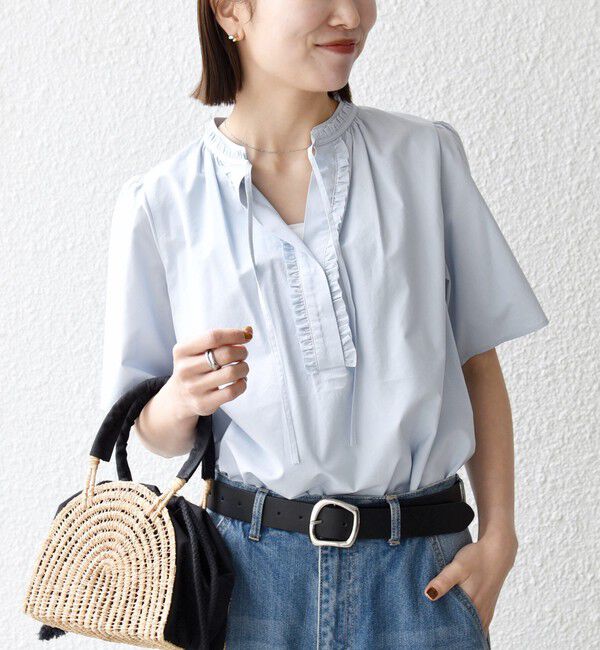 SHIPS any「《予約》SHIPS any:〈洗濯機可能〉タイプライター フリル スキッパー パフ ブラウス」|シャツ・ブラウス|