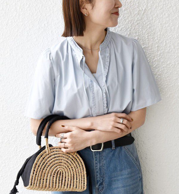 SHIPS any「《予約》SHIPS any:〈洗濯機可能〉タイプライター フリル スキッパー パフ ブラウス」|シャツ・ブラウス|