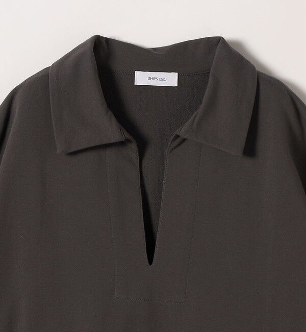 SHIPS any「《予約》SHIPS any:〈洗濯機可能〉インレイ 襟付き スキッパー ハーフスリーブ プルオーバー」|Tシャツ・カットソー|