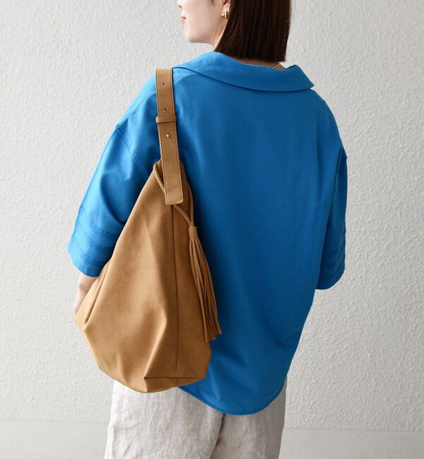 SHIPS any「《予約》SHIPS any:〈洗濯機可能〉インレイ 襟付き スキッパー ハーフスリーブ プルオーバー」|Tシャツ・カットソー|