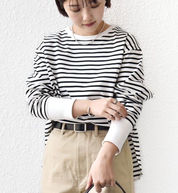 SHIPS for women「〈接触冷感 / UVカット / 手洗い可能〉ロング リブ ラウンド ヘム プルオーバー」|Tシャツ・カットソー|