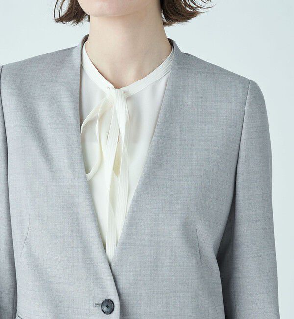 TOMORROWLAND collection「シャイニーピンヘッド Vカラージャケット」|テーラードジャケット|