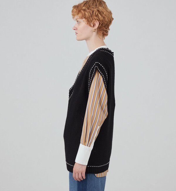 MACPHEE「【WEB・一部店舗限定】ウールメッシュ Vネックベスト」|ベスト・ジレ|