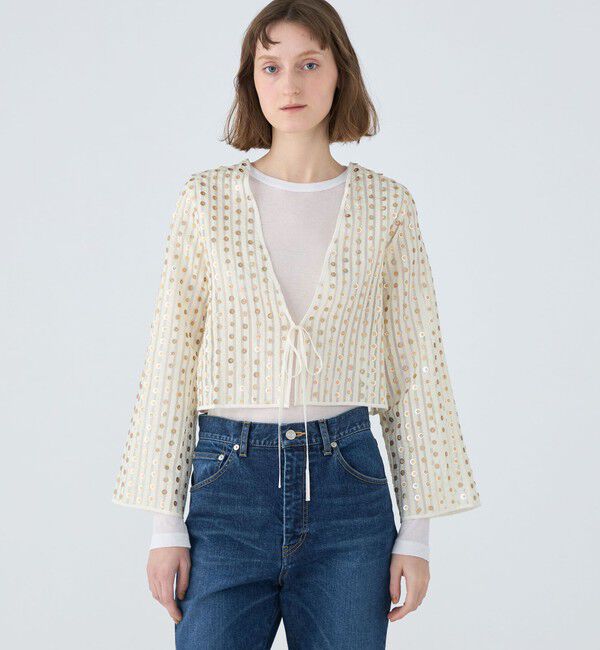 MACPHEE「ストライプスパンコール 2-WAYブラウス」|シャツ・ブラウス|