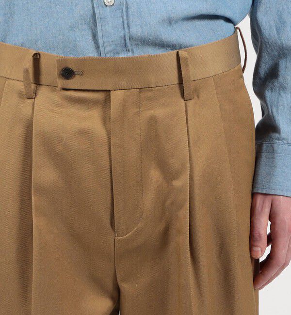 TOMORROWLAND MENS「コットンキュプラ ツイル 2タックワイドストレートパンツ」|スラックス|