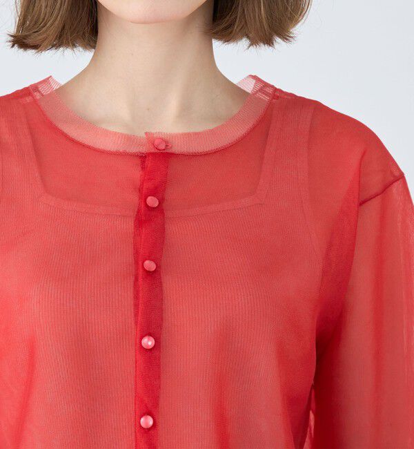 MACPHEE「シアーレイヤー クルーネックカーディガン」|カーディガン|