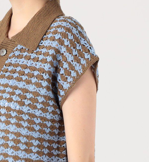 MACPHEE「リネンコットンクロシェ ポロカラーカーディガン」|カーディガン|