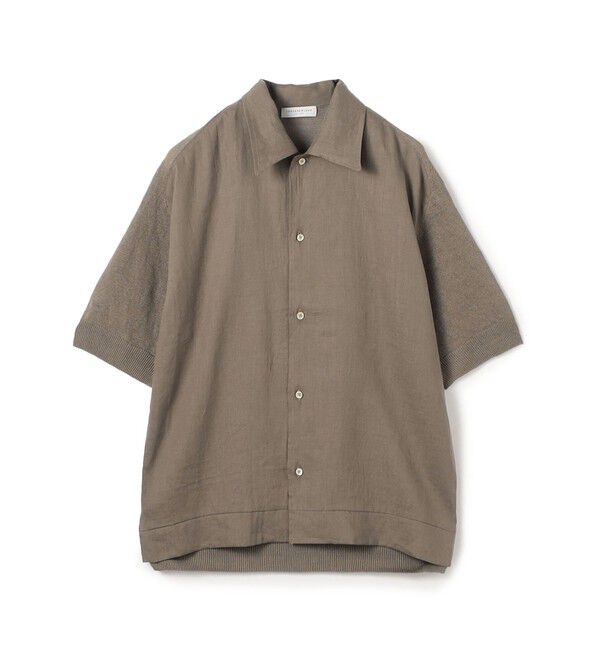 TOMORROWLAND MENS「リネンニットコンビ ハーフスリーブシャツ」|ニット・セーター|45ダークベージュ