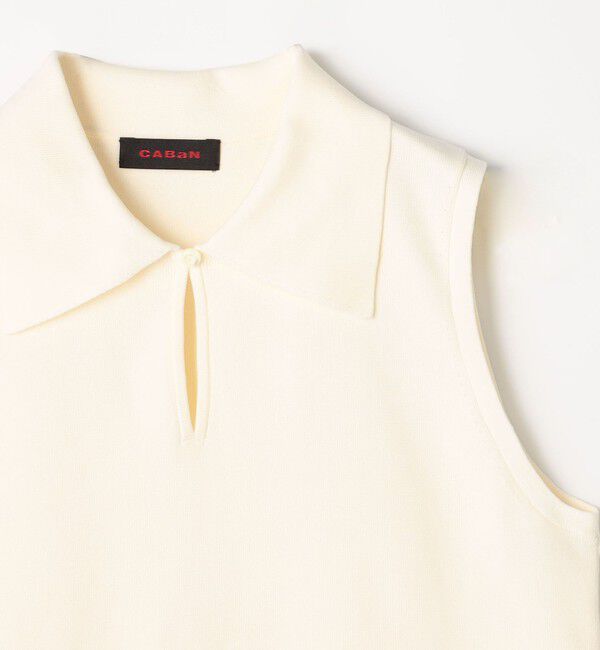 CABaN「ファインポリエステル ビッグカラーノースリーブプルオーバー」|ニット・セーター|