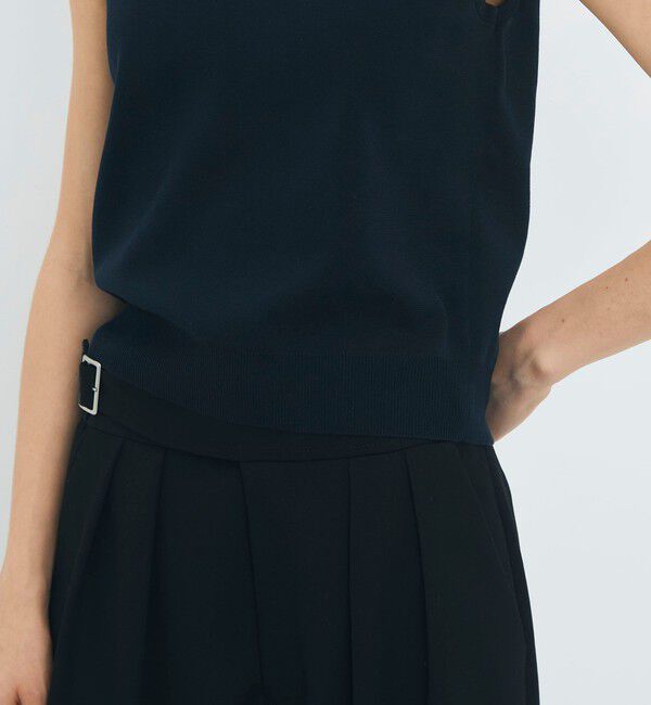 CABaN「ファインポリエステル ビッグカラーノースリーブプルオーバー」|ニット・セーター|