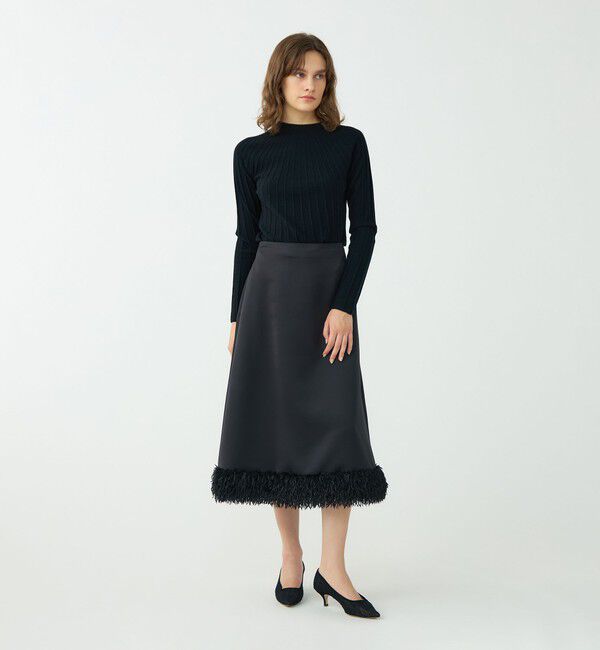 Ballsey「フェザーコンビ トラペーズロングスカート」|フレア|