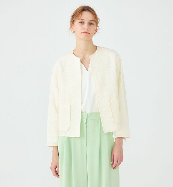 Ballsey「アラベスクジャカード クルーネックジャケット」|ノーカラージャケット|