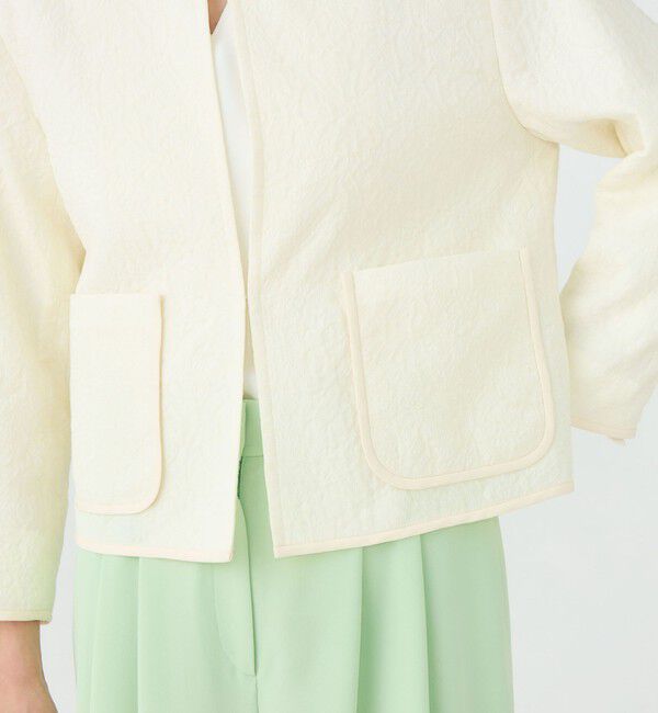 Ballsey「アラベスクジャカード クルーネックジャケット」|ノーカラージャケット|