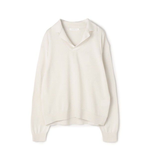 GALERIE VIE「プレーンコットン オープンカラープルオーバー」|ニット・セーター|13 ライトグレー