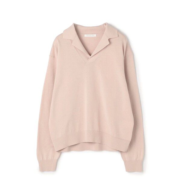 GALERIE VIE「プレーンコットン オープンカラープルオーバー」|ニット・セーター|33 ピンク