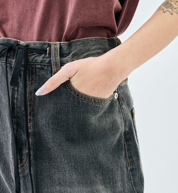 Edition「ブラックデニム ドローコードパンツ」|デニム|