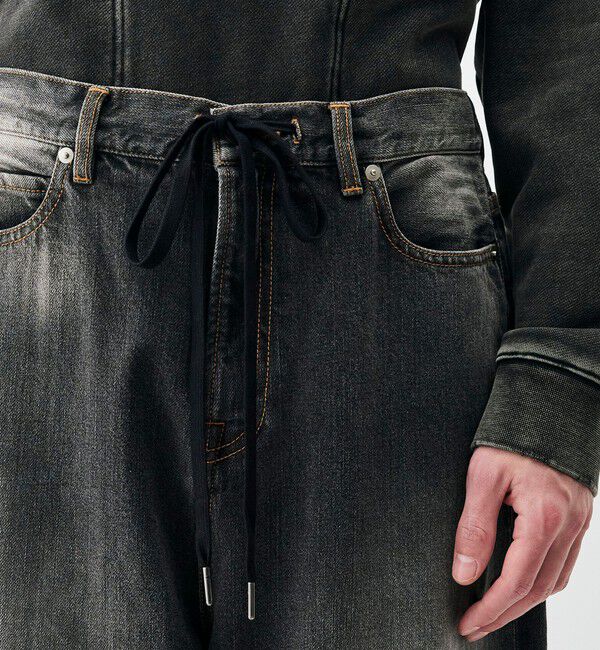 Edition「ブラックデニム ドローコードパンツ」|デニム|