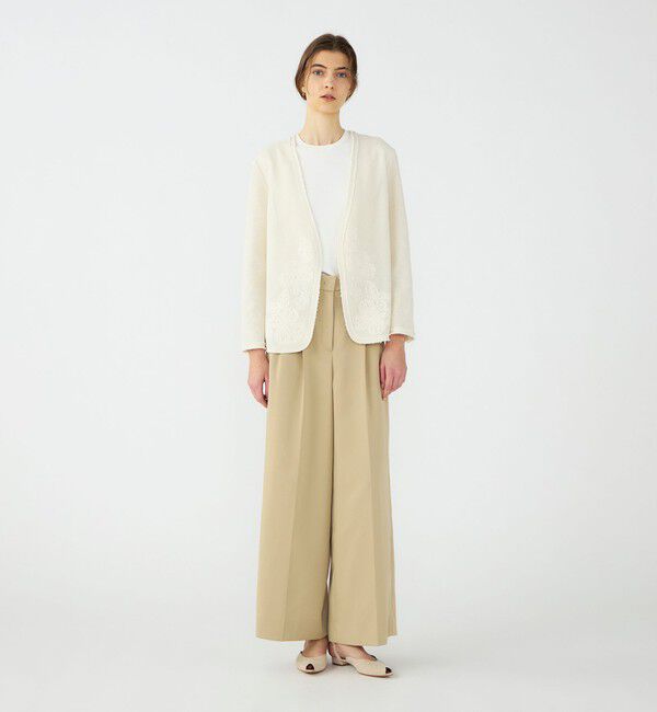 Ballsey「フラワーメッシュエンブロイダリー Vカラージャケット」|ノーカラージャケット|