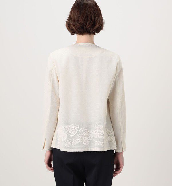 Ballsey「フラワーメッシュエンブロイダリー Vカラージャケット」|ノーカラージャケット|