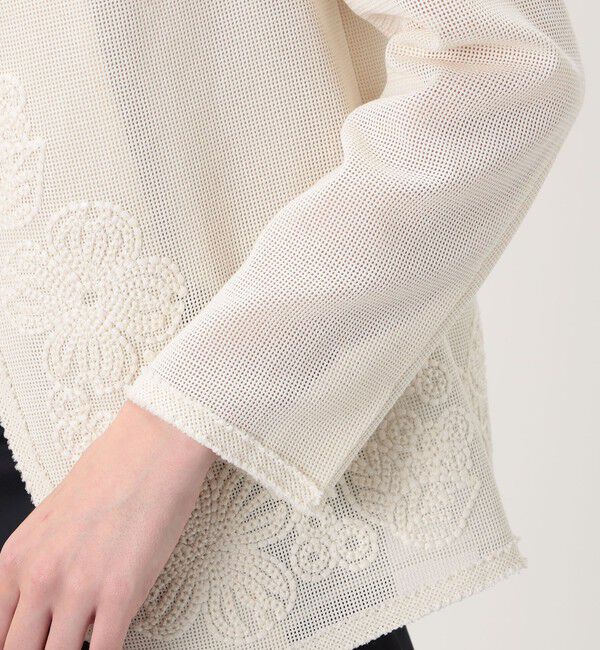 Ballsey「フラワーメッシュエンブロイダリー Vカラージャケット」|ノーカラージャケット|