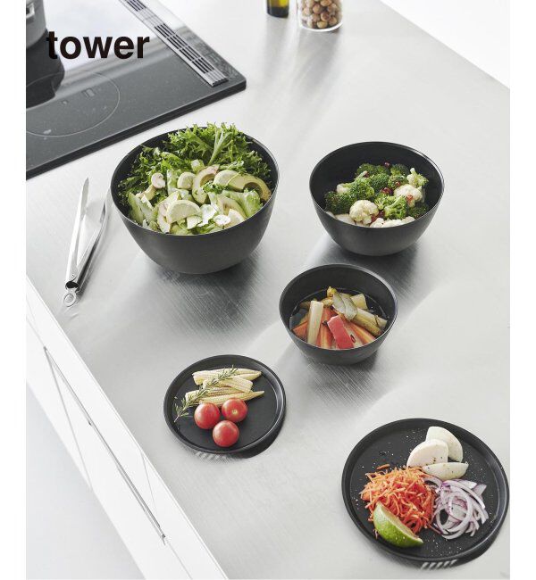 journal standard Furniture「《WEB限定》【tower/タワー】傾けて混ぜやすい調理ボウル 5点セット」|食器・キッチングッズ|ブラック