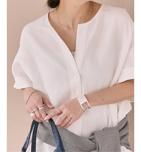 JOURNAL STANDARD「《予約》レーヨン麻ノーカラーブラウス」|シャツ・ブラウス|