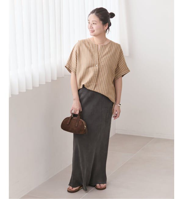 JOURNAL STANDARD「《予約》レーヨン麻ノーカラーブラウス」|シャツ・ブラウス|