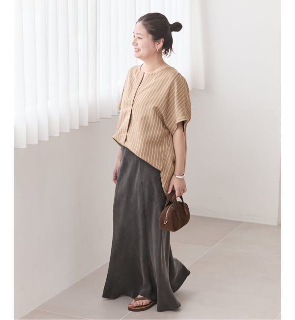 JOURNAL STANDARD「《予約》レーヨン麻ノーカラーブラウス」|シャツ・ブラウス|