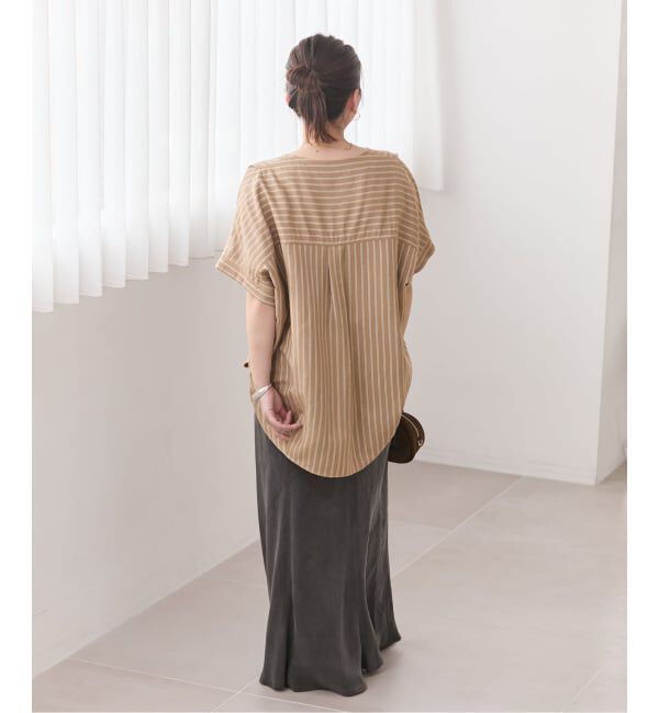 JOURNAL STANDARD「《予約》レーヨン麻ノーカラーブラウス」|シャツ・ブラウス|