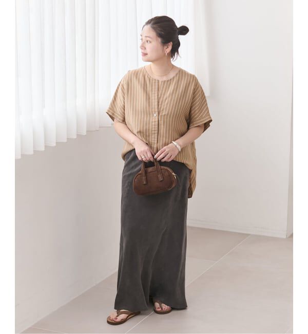 JOURNAL STANDARD「《予約》レーヨン麻ノーカラーブラウス」|シャツ・ブラウス|