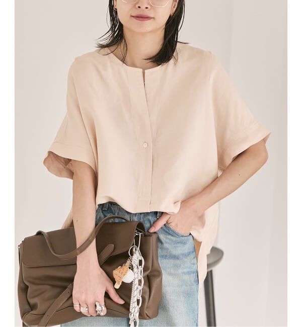 JOURNAL STANDARD「《予約》レーヨン麻ノーカラーブラウス」|シャツ・ブラウス|