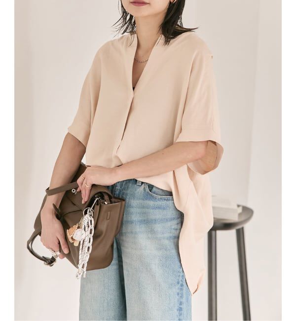 JOURNAL STANDARD「《予約》レーヨン麻ノーカラーブラウス」|シャツ・ブラウス|